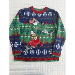 Unisex Celebrate Together Ugly Christmas Sweater With Sharks Size Large
